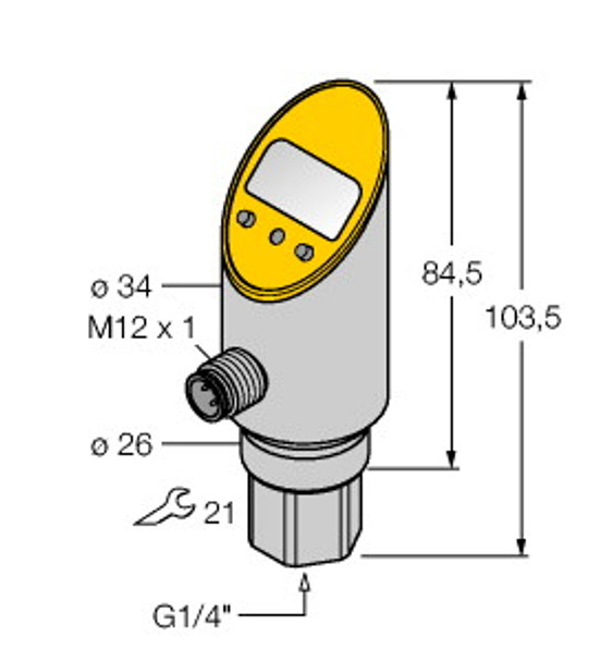 Turck Ps250R-301-Li2Upn8X-H1141 Pressure sensor, With Analog Output and PNP/NPN Transistor Switching Output, Output 2 Reprogrammable as Switching Output