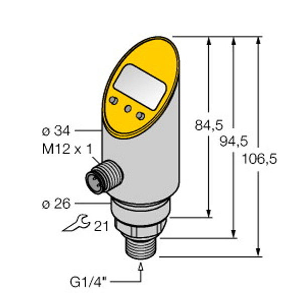 Turck Ps010V-304-Li2Upn8X-H1141 Pressure sensor, With Analog Output and PNP/NPN Transistor Switching Output, Output 2 Reprogrammable as Switching Output