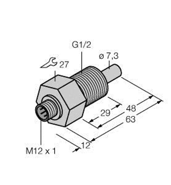 Turck Fcs-Gl1/2T-Naex-H1141 Flow Monitoring, Immersion Sensor without Integrated Processor, TV 99 ATEX 1518