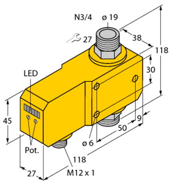 Turck Fci-N3/4D20A4P-Ap8X-H1141 Flow Monitoring, Inline Sensor with Integrated Processor