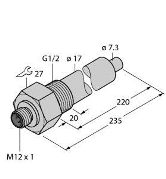 Turck Fcs-N1/2A4-Na-H1141/L220 Flow Monitoring, Immersion Sensor without Integrated Processor