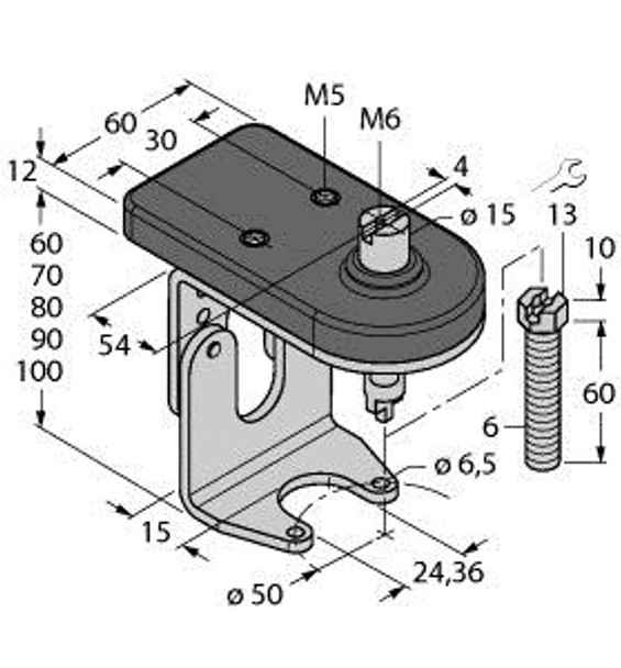 Turck Bts-Dsu35-Zf05-M6 Accessories, Mounting kit for manual valves