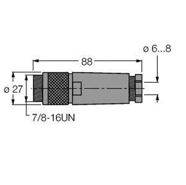 Turck Bs4140-0/9 Accessories for Fieldbus Systems, Field-Wireable Connector, 7/8 Male, Straight"