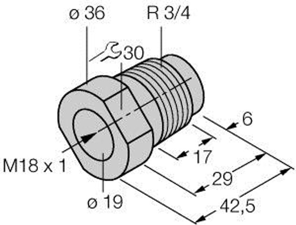 Turck Map-M18 Accessories, Mounting Adapter