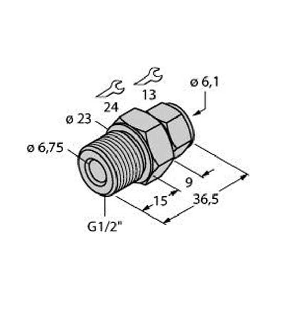 Turck Cf-M-6-G1/2-A4 Accessories, Compression Fitting, For Temperature Sensors