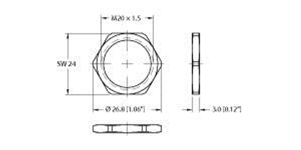 Turck Locknut-M20-316Ss-(10/Bag) Receptacle Hardware, Locknut