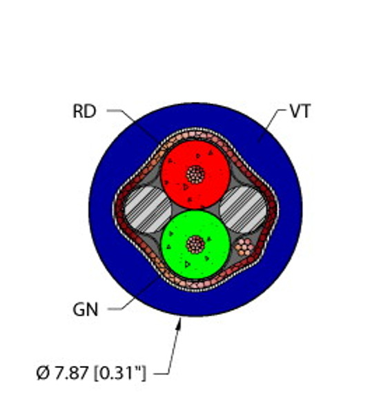 Turck Vio,Tpu,2X22,S-Fdb,Awm,Dp Fieldbus Technology Cable, Reelfast Bulk Cable