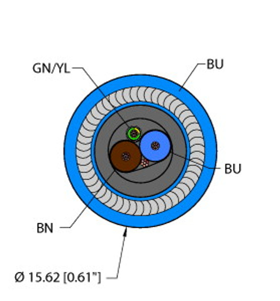 Turck Blu,Pvc,1Stpdx18+1X18,Iaa,Itcerdb,Ff Fieldbus Technology Cable, Reelfast Bulk Cable