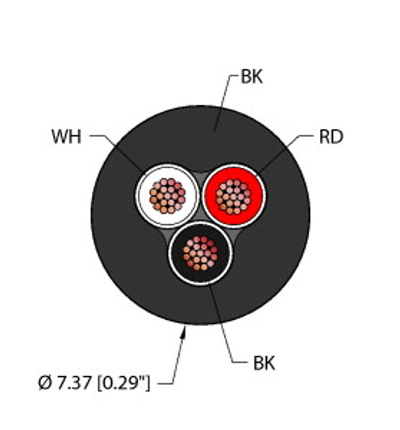 Turck Blk,Pvc,3X18,Iccdb General Purpose Cable, Reelfast Bulk Cable