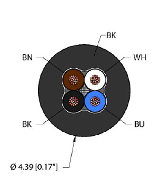 Turck Blk,Tpu,4X26,Awm,Fl20,Ctrack Flexlife Cable, Reelfast Bulk Cable
