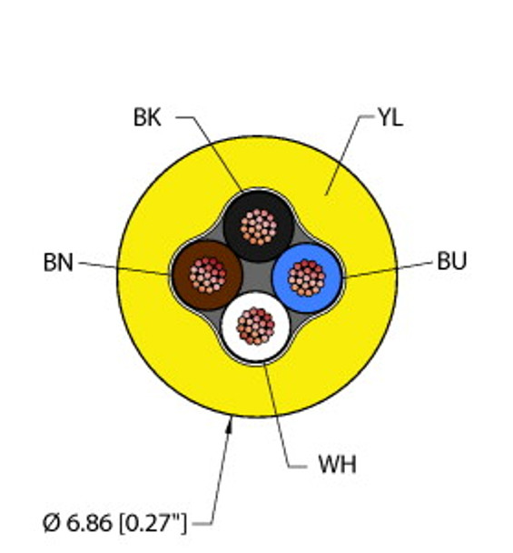 Turck Yel,Tpe,4X18,Itc Instrumentation Tray Cable, Reelfast Bulk Cable