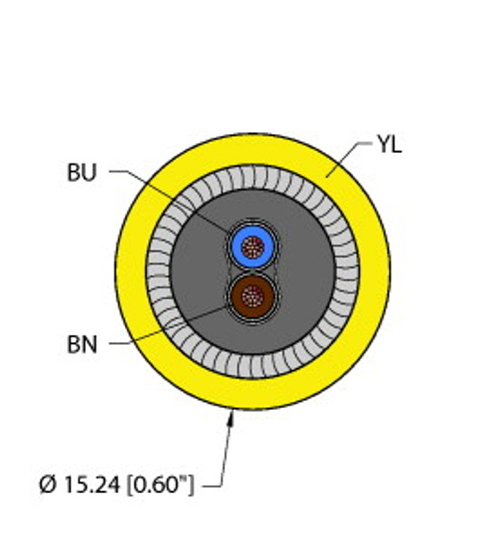 Turck Yel,Pvc,2X16,Pvc,Iaa,Itcerdb,As-I Fieldbus Technology Cable, Reelfast Bulk Cable