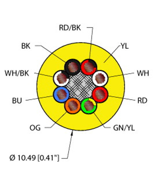 Turck Yel,Tpe,8X16,Awm,Fl20,Ctrack Flexlife Cable, Reelfast Bulk Cable
