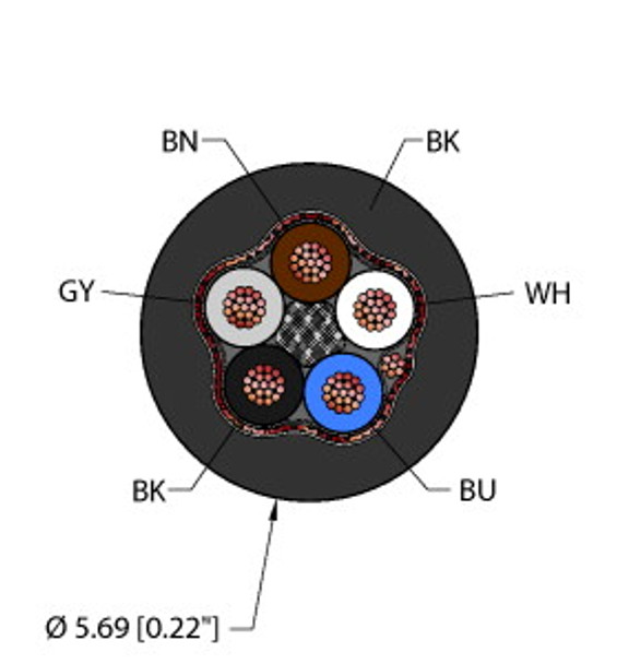 Turck Blk,Tpu,5X22,S-Fdb,Awm General Purpose Cable, Reelfast Bulk Cable