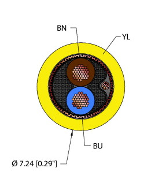 Turck Yel,Tpe,2X18,S-Fdb,Itc,Fl Instrumentation Tray Cable, Reelfast Bulk Cable