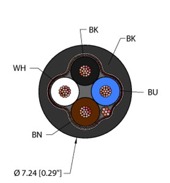 Turck Blk,Tpu,4X18,S-Fdb,Awm General Purpose Cable, Reelfast Bulk Cable