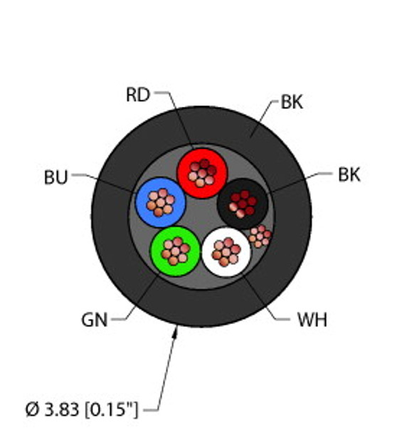 Turck Blk,Pvc,5X22,S-Df,Cmp General Purpose Cable, Reelfast Bulk Cable