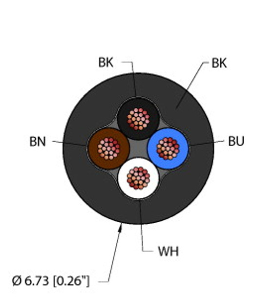 Turck Blk,Tpu,4X18,Awm,Fl General Purpose Cable, Reelfast Bulk Cable