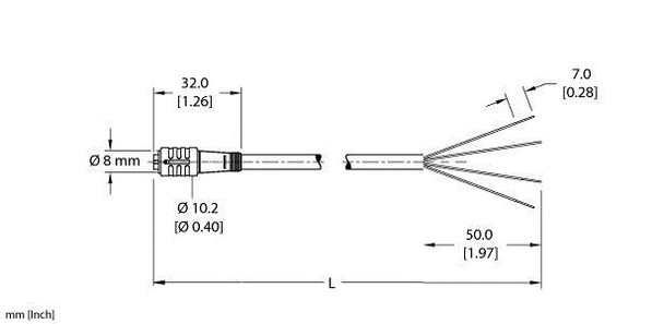 Turck Pkg 3Z-5/S90/S618 Single-ended Cordset, Straight Female Connector