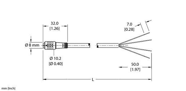 Turck Pkg 4Z-6/S90 Single-ended Cordset, Straight Female Connector