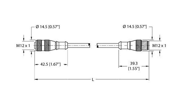 Cavo Turck RK 12T-2 - Connettore M12 Femmina, 12 Conduttori, 2 Metri - Grigio - Nuovo