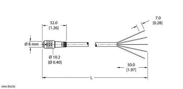 Turck Pkg 4Z-3/S90/S618 Single-ended Cordset, Straight Female Connector