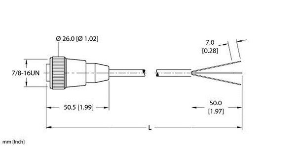 Turck Rkm 30-3M Single-ended Cordset, Straight Female Connector