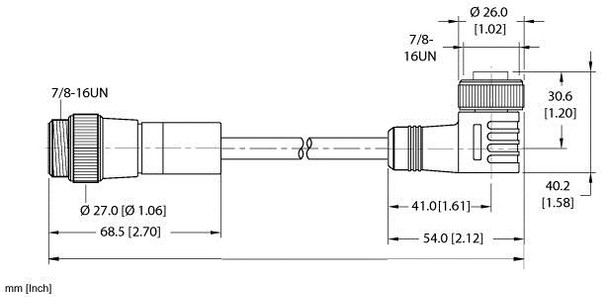 Turck Rsm Wkm 44-2M/S4000 Power Cable, Extension Cable