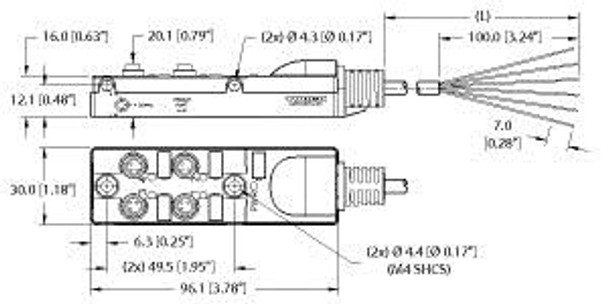 Turck Tb-4M8Z-3-5 Junction Box - Actuator/Sensor, 4-port, M8, 3 pole I/O port with cable homerun