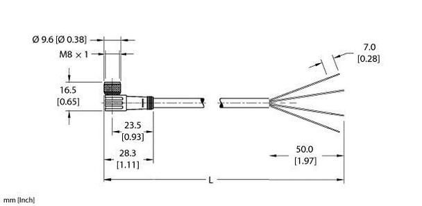 Turck Pkw 3M-6/S90/S618 Single-ended Cordset, Right angle Female Connector