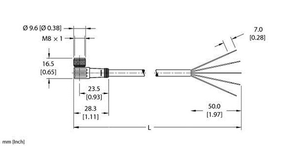 Turck Pkw 4M-2/S90/S618 Single-ended Cordset, Right angle Female Connector