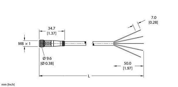 Turck Pkg 4M-30/S90/S618 Single-ended Cordset, Straight Female Connector