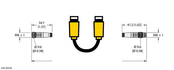 Turck Pkg 3M-0.8-Psg 4M/S90 Actuator and Sensor Cordset, Extension Cordset