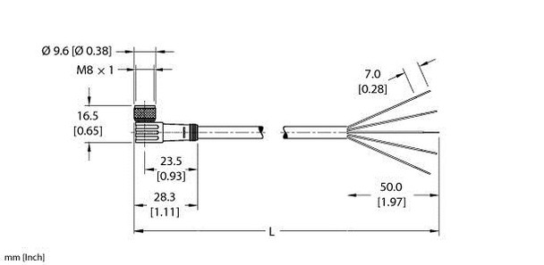 Turck Pkw 5M-1.8 Actuator and Sensor Cordset, Connection Cable