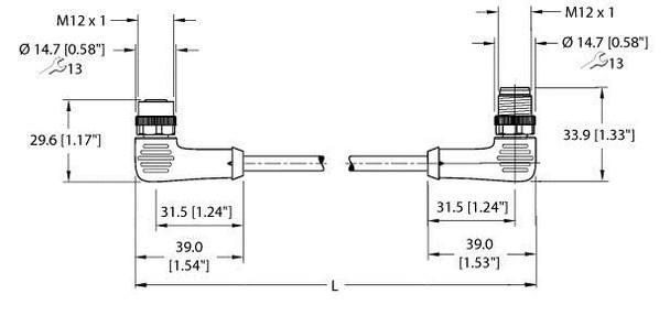 Turck Ekwb-Eswb-A4.400-Gc2K-2 Actuator and Sensor Cable, Extension Cable