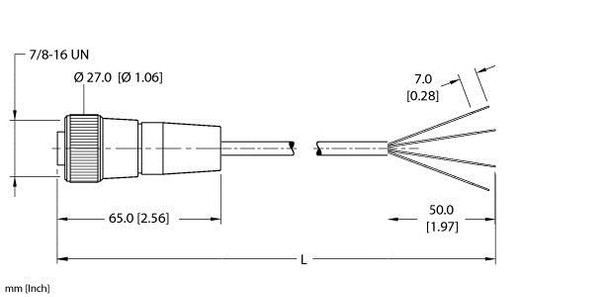 Turck Rkm 46D-8M Single-ended Cordset, Straight Female Connector