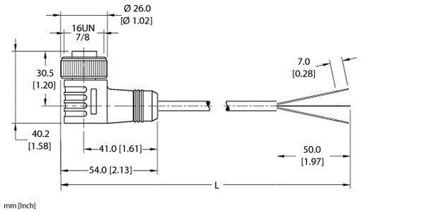 Turck Wkm 36-15M Single-ended Cordset, Right angle Female Connector