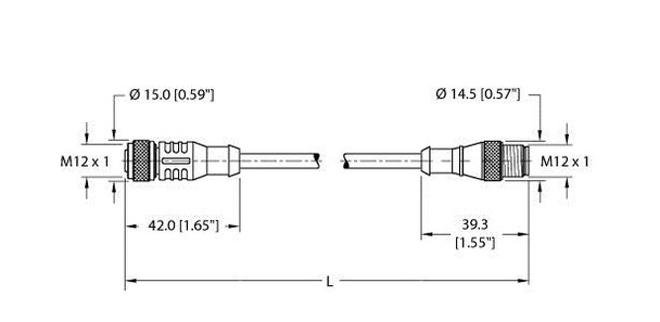 Turck Rk 4.5T-0.3-Rs 4.5T/S653 Double-ended Cordset, Straight Female Connector to Straight Male Connector