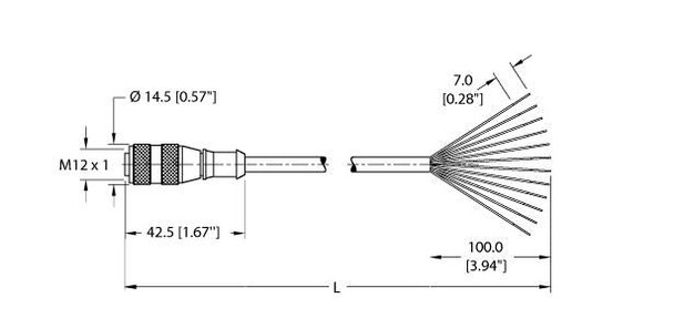 Turck Rk 12T-8/S90 Single-ended Cordset, Straight Female Connector