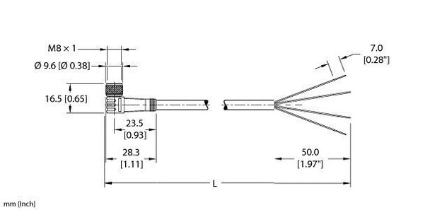 Turck Pkw 4M-2/S90/S653 Single-ended Cordset, Right angle Female Connector