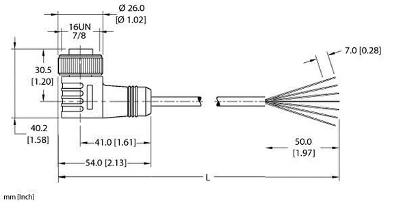 Turck Wkm 61-7M/S739 Single-ended Cordset, Right angle Female Connector