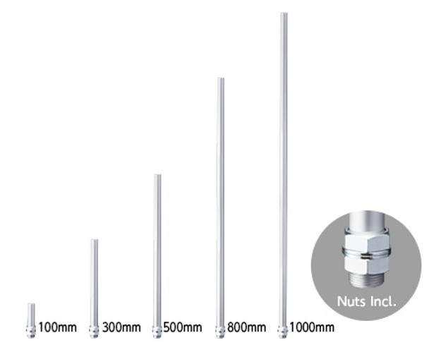 Patlite POLE22-0800AT 22mm diameter aluminum pole, 800mm long, with threads