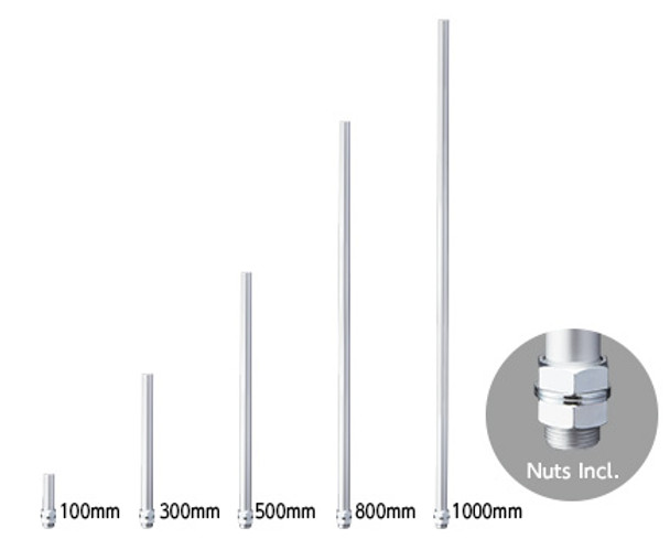 Patlite POLE22-0100AT 22mm diameter aluminum pole, 100mm long, with threads
