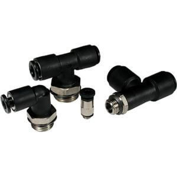 <h2>KA, Anti-static, One-touch Fitting</h2><p><h3>Antistatic One-touch fittings series KA has one-touch loading and unloading. Series KA can be used in copper-free applications and in vacuum (max. -100kPa). Conductive resin is used for body and seals in fittings and tubing. Series KA is flame resistant (UL94 standard, V-0).</h3>- Surface resistance: 104 Ohms to 107 Ohms<br>- For preventing static electricity<br>- Body: Conductive resin used for seal parts<br>- Copper-free (Electroless nickel plated)<br>- UNI thread<br>- This product is not intended for use in potable water systems<br>- <p><a href="https://content2.smcetech.com/pdf/KA.pdf" target="_blank">Series Catalog</a>