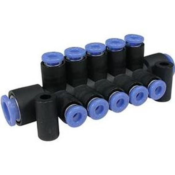 SMC KM11-03-09-6 one touch fittings manifold, KM FITTING MANIFOLD (sold in packages of 5; price is per piece)