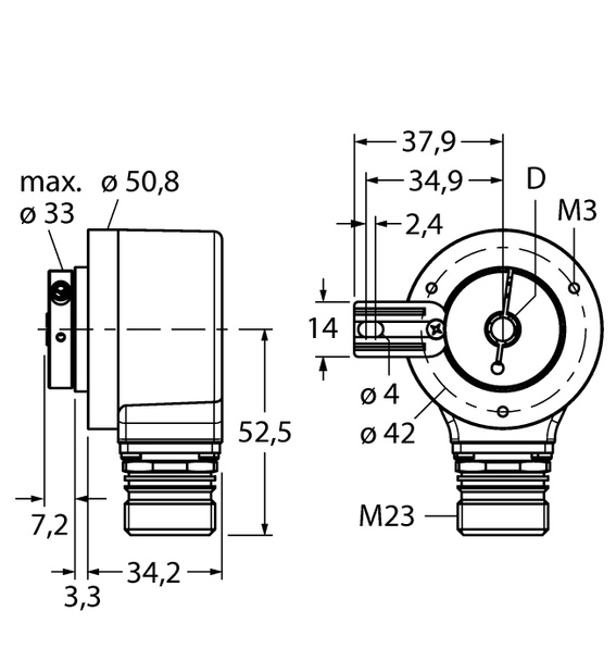 Turck RI-12H12T-2B1000-12M23 ID# 200007242