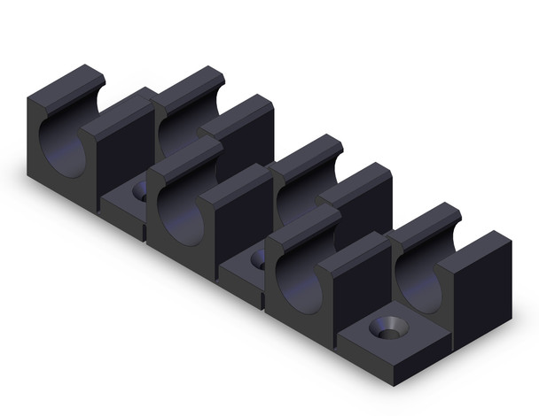 <h2>TM, Multi-tube Holder</h2><p><h3>The multi-tube connector series TM allows for easy loading and arrangement of tubing while also having a firm hold of tubing. The TM series uses a flame resistant polypropylene material and comes in the standard color black.<br>- </h3>- Multi-tube holder<br>- Tube O.D.:  4,  6,  8,  10,  12<br>- Material: nylon, soft nylon, polyurethane<br>- Color: black<br>- <p><a href="https://content2.smcetech.com/pdf/Tmulti.pdf" target="_blank">Series Catalog</a>