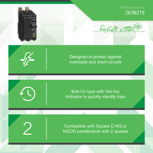 Schneider Electric QOB215 Miniature Circuit Breaker 120/240V 15A