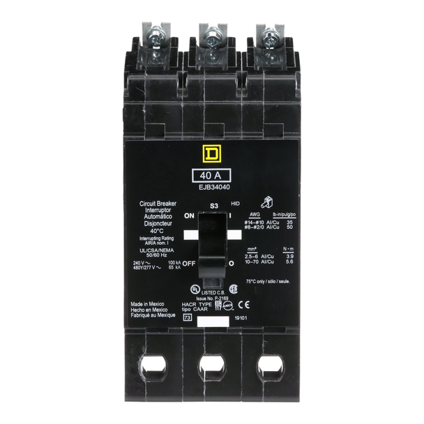 Schneider Electric EJB34040 Miniature Circuit Breaker 480Y/277V 40A