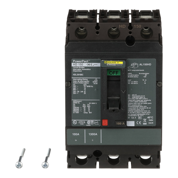 Schneider Electric HDL36100C Molded Case Circuit Breaker 600V 100A